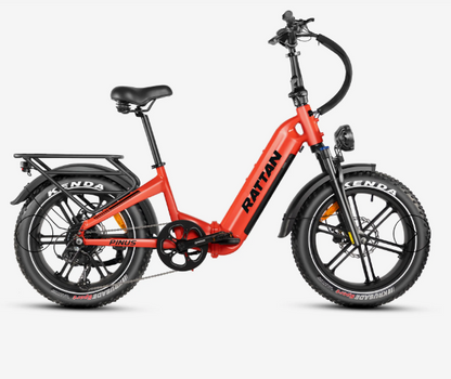 Rattan Pinus Torque Sensor, 20" * 4" Fat tire eBike, LCD Display with App control, 1500w (peak) motor, Class-3 speed(Top Speed 28mph), 48V 960Wh 20AH Samsung Battery and a step-through Foldable frame.