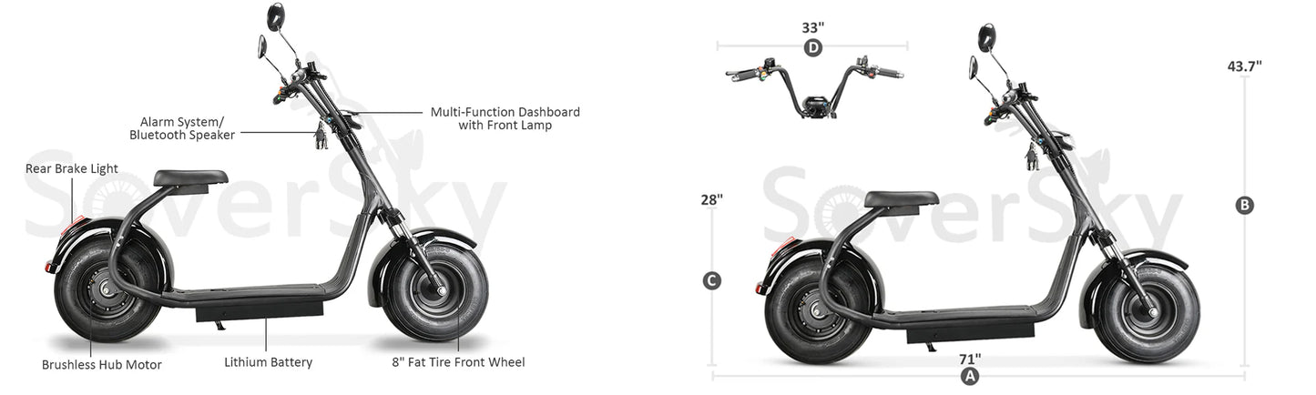 SoverSky Citycoco Fat Tire 2000w Scooter SL01