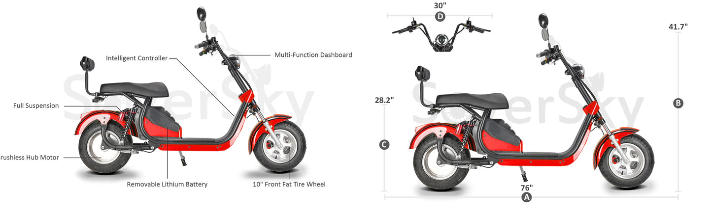 Soversky 2000W 40miles Electric Big Wheel Commute Scooter SL2.0