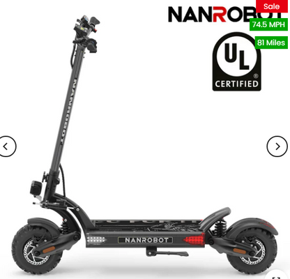 NANROBOT LS7+ 72V Electric Scooter Motor: dual motors, 3000W*2 Battery: 72V 35A Tire: 11'' Street tires Brake:Hydraulic brakes