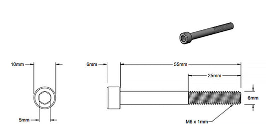 (2 Pack) M6x55mm Black Partially Threaded Black Socket Screw