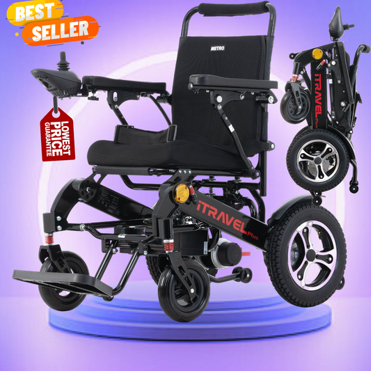 ITRAVEL PLUS 3sec Foldable Electric Wheelchair,24v12ah/300w,10Miles Range,Speed 4.97mph,300lbs Renovomotors