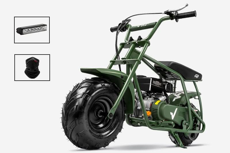 FRP Mini Bike GMB100 Gas|99cc 4-stroke OHV engine|30 Miles Per Tank|Supports up to 220 lbs|85% pre-assemble|EPA Approval|Age Requirement:13+|Max Speed:24 mph Renovomotors