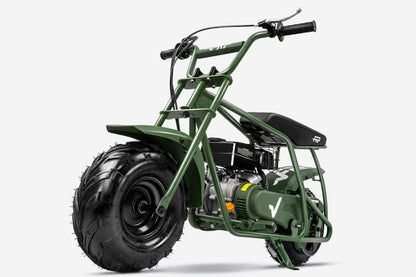 FRP Mini Bike GMB100 Gas|99cc 4-stroke OHV engine|30 Miles Per Tank|Supports up to 220 lbs|85% pre-assemble|EPA Approval|Age Requirement:13+|Max Speed:24 mph Renovomotors
