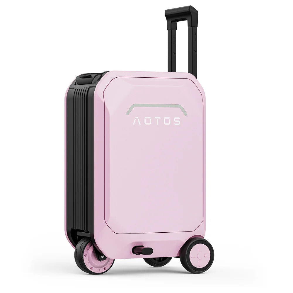 Smart Rideable luggage|App Control|Motor:200W|Speed:6mph|Mileage:6.2miles|Airline-Approved|Zipperless|ABS+PC|4″ solid tires||Weight: 17.3lbs|Max Load:242lbs|Battery:37V,2.5Ah|Charge time:3h|Electric Brake|Volume:31L|1-Year Warranty