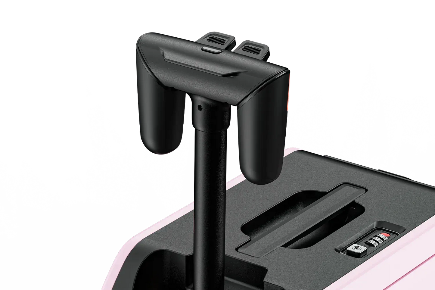 Smart Rideable luggage|App Control|Motor:200W|Speed:6mph|Mileage:6.2miles|Airline-Approved|Zipperless|ABS+PC|4″ solid tires||Weight: 17.3lbs|Max Load:242lbs|Battery:37V,2.5Ah|Charge time:3h|Electric Brake|Volume:31L|1-Year Warranty