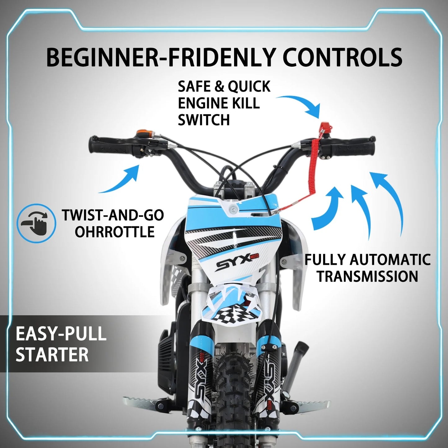 SYX MOTO Holeshot Z 50cc 4-Stroke Kids Dirt Bike | Automatic