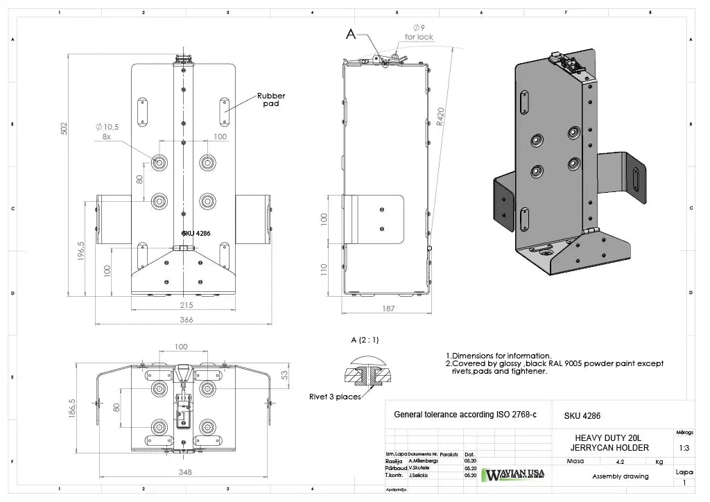 Gas Can Holder Front Loading 20 Liter