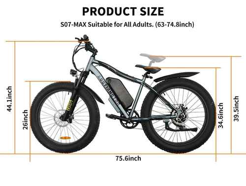 Aostirmotor S07-MAX All-terrain Electric Fat Bike,48v 20Ah 1000w,30mph, Updated motor