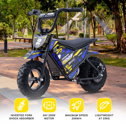 MotoTec 24v 250w Electric Mini Bike for Kids | Adjustable Speed | HP120E