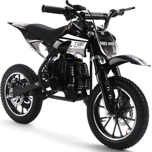 MotoTec Big Alien 50cc Dirt Bike Black – Kids Gas Off-Road Bike