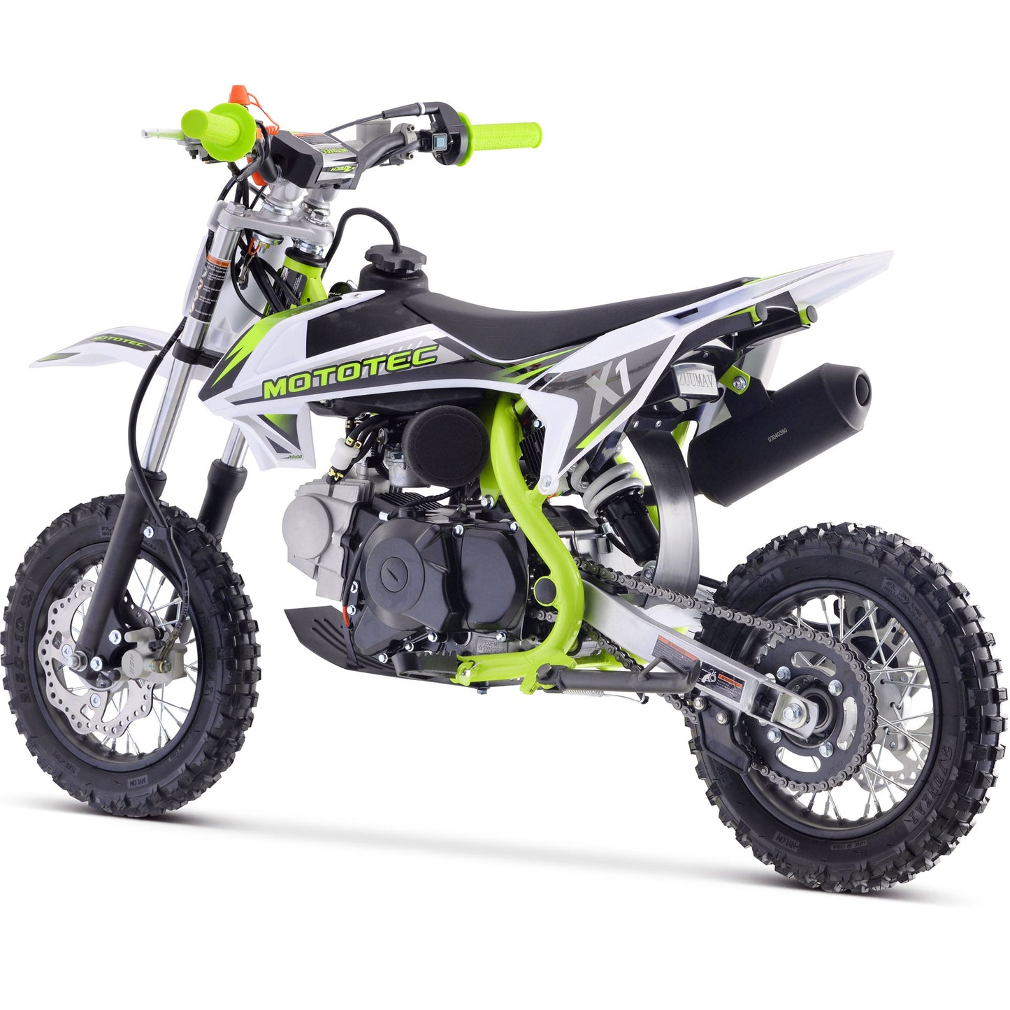 MotoTec X1 110cc 4 stroke Green 160 lbs 2.2 Liter, 6.7 HP @ 8000 RPM, 37 mph 13+age