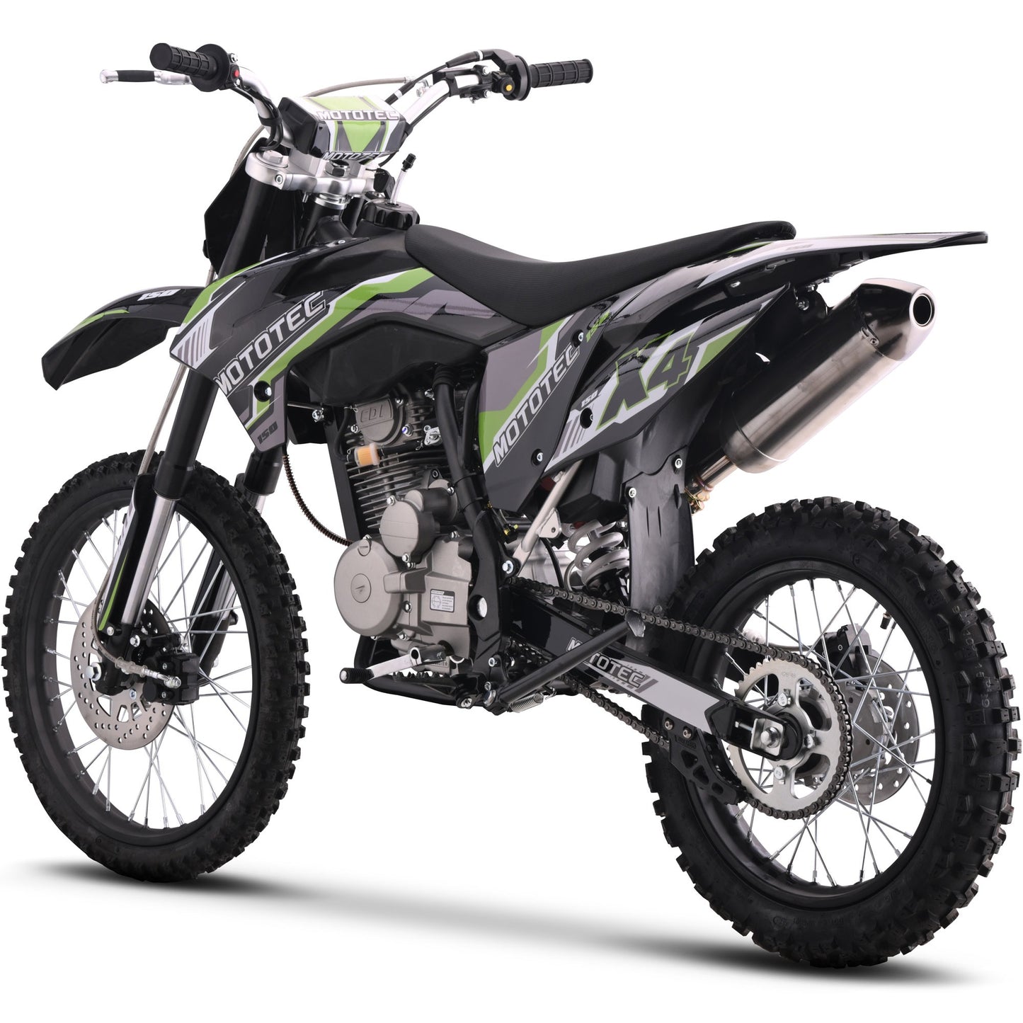 MotoTec X4 150cc 4-Stroke Gas Dirt Bike Black/Off Road Use Only