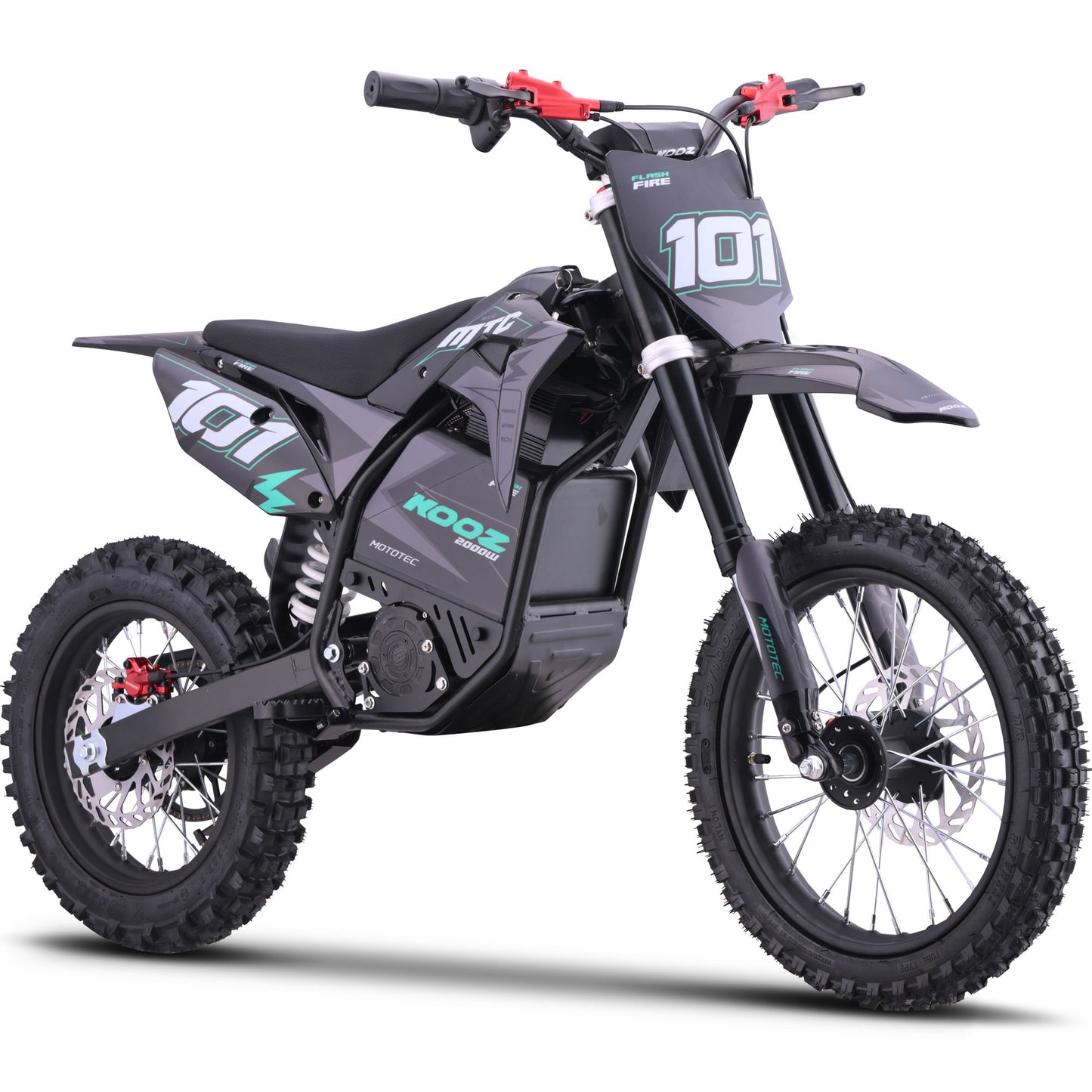 MotoTec 60v 2000w Pro Electric Dirt Bike Lithium Grey (HP115E)|Distance Per Charge: 10-18 miles|Top Speed: 40 MPH