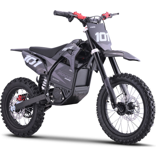 MotoTec 60v 2000w Pro Electric Dirt Bike Lithium Grey (HP115E)|Distance Per Charge: 10-18 miles|Top Speed: 40 MPH