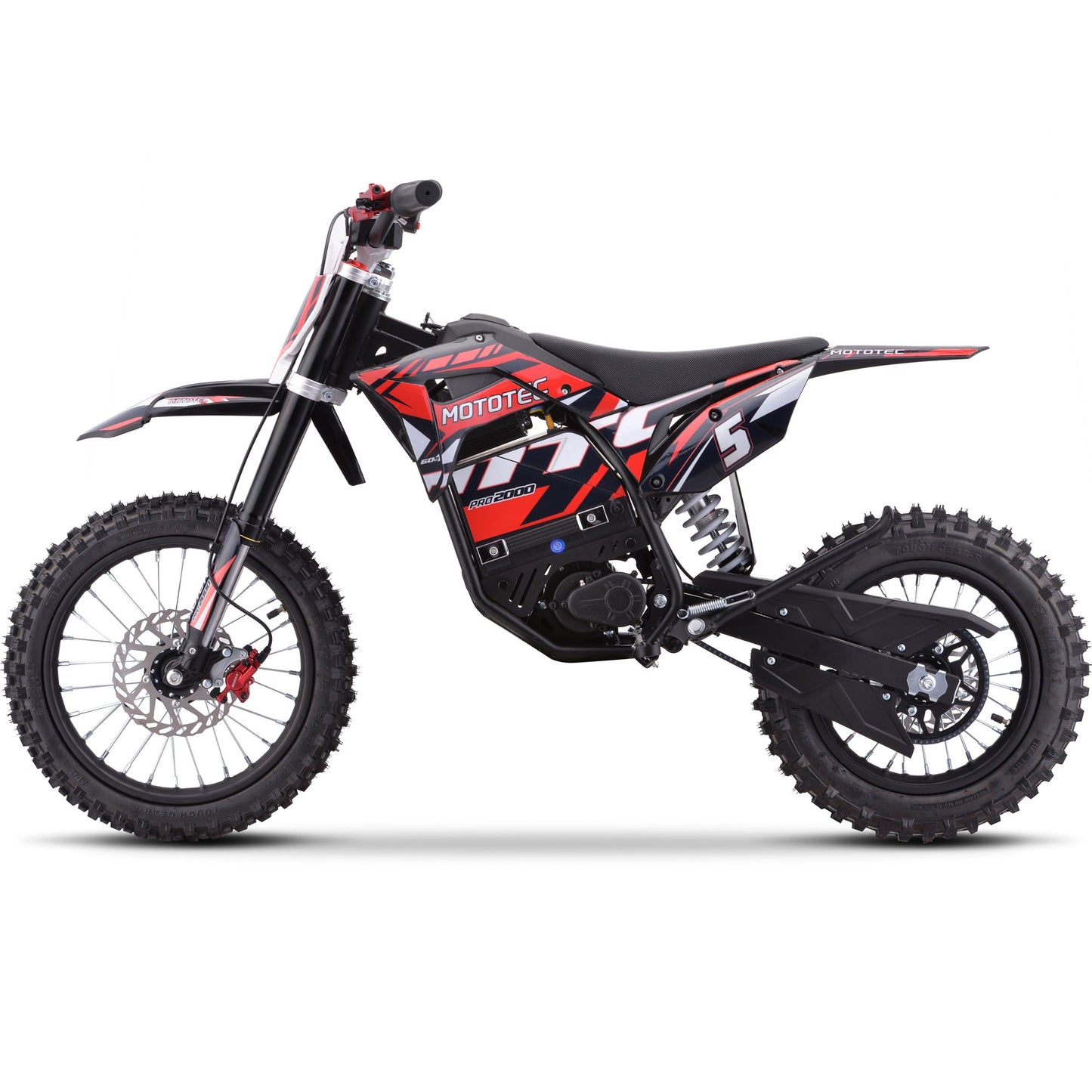 MotoTec 60v Pro Electric Dirt Bike 2000w Lithium|Distance Per Charge: 10-18 miles |Top Speed: 35-40 MPH