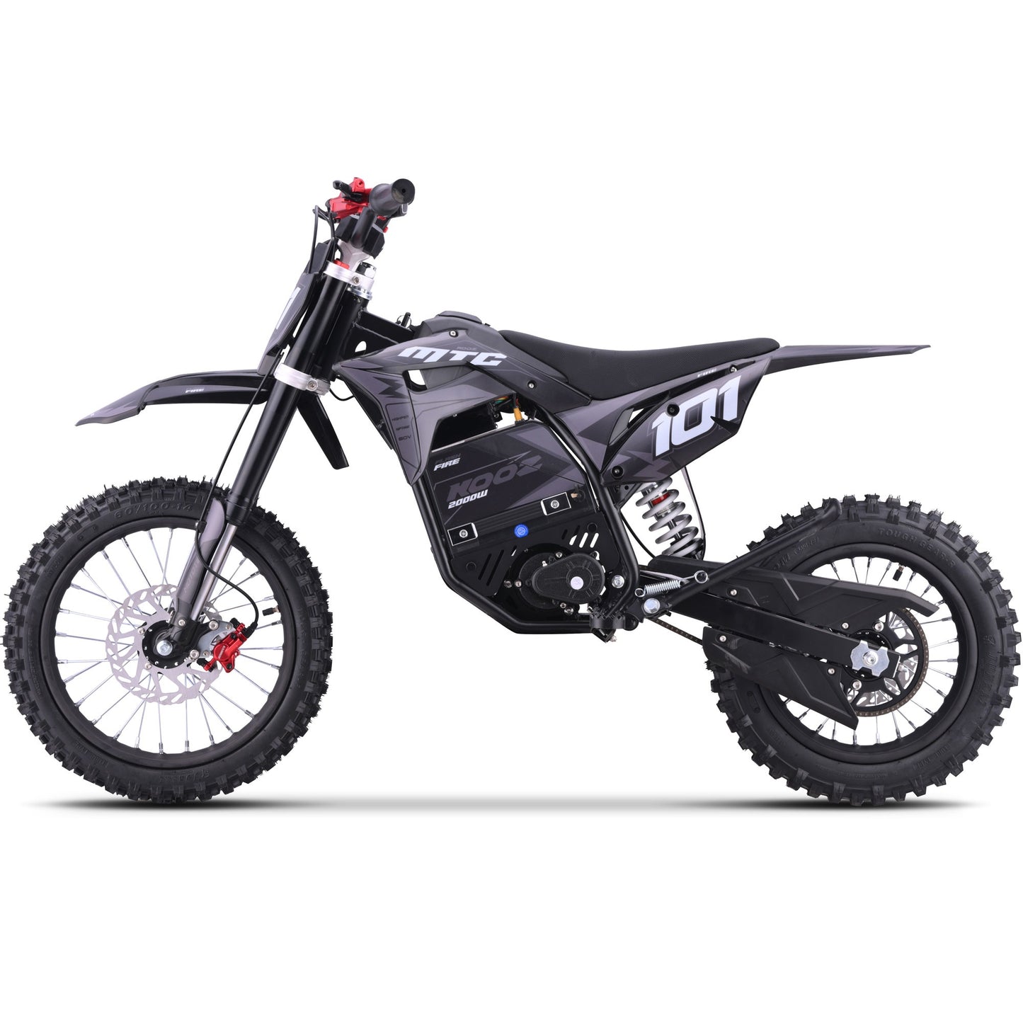 MotoTec 60v 2000w Pro Electric Dirt Bike Lithium Grey (HP115E)|Distance Per Charge: 10-18 miles|Top Speed: 40 MPH