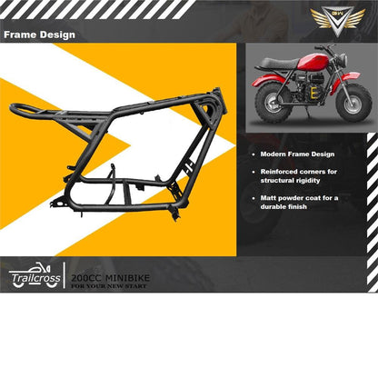 MotoTec 200cc Trailcross Mini Bike (6.5HP) – 40 MPH Off-Road Gas Mini Bike