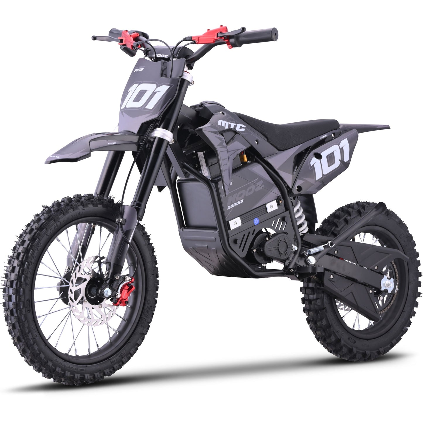 MotoTec 60v 2000w Pro Electric Dirt Bike Lithium Grey (HP115E)|Distance Per Charge: 10-18 miles|Top Speed: 40 MPH