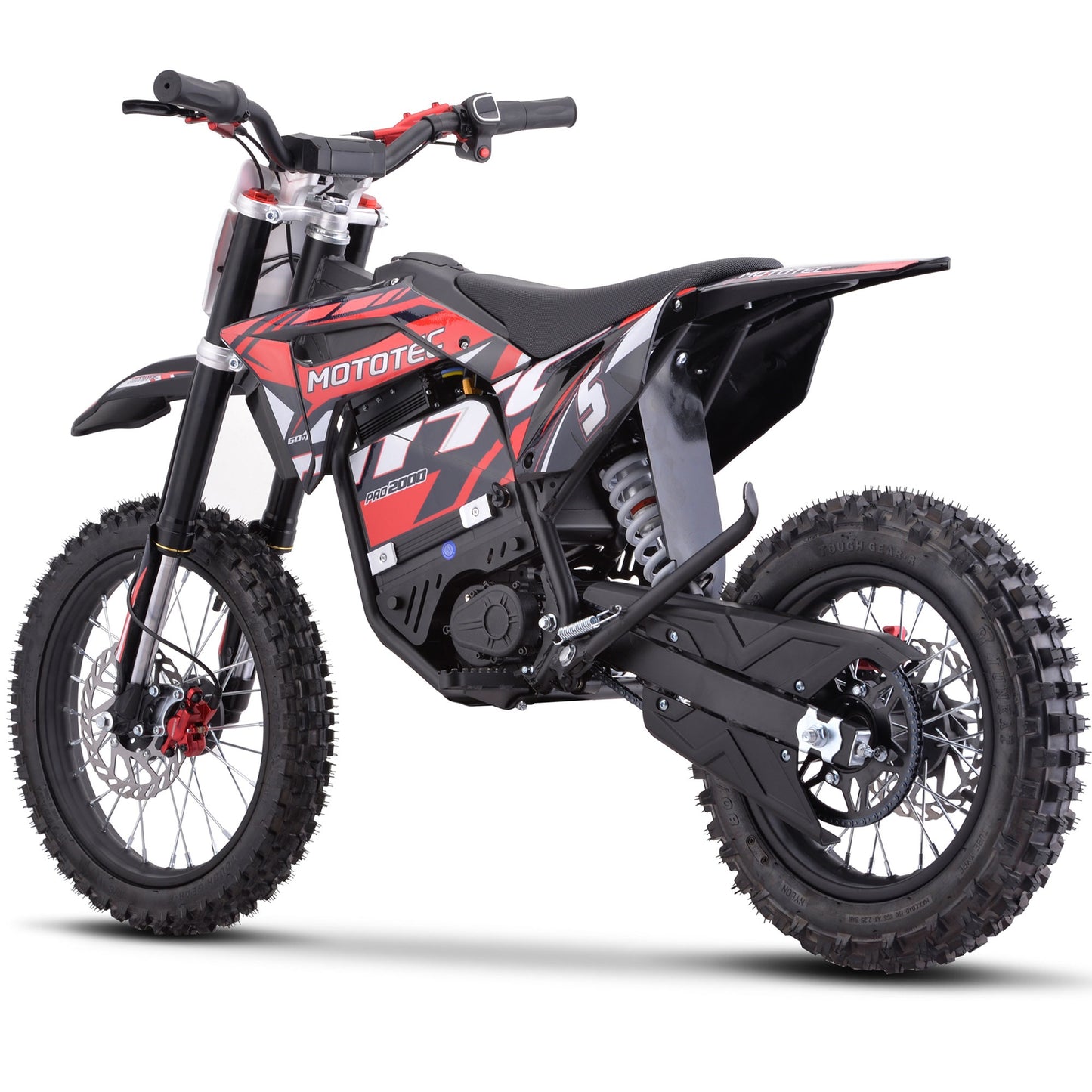 MotoTec 60v Pro Electric Dirt Bike 2000w Lithium|Distance Per Charge: 10-18 miles |Top Speed: 35-40 MPH