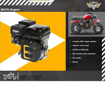 MotoTec 200cc Trailcross Mini Bike (6.5HP) – 40 MPH Off-Road Gas Mini Bike