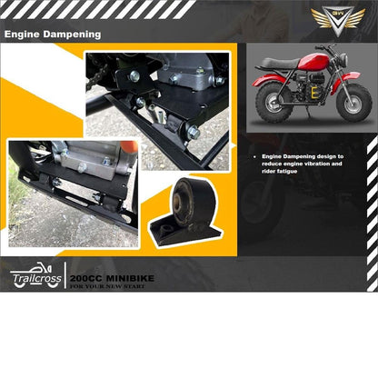 MotoTec 200cc Trailcross Mini Bike (6.5HP) – 40 MPH Off-Road Gas Mini Bike