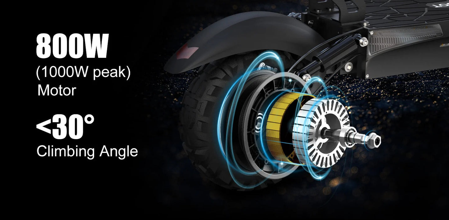 Nanrobot T1 800 W brushless motor | 48 V 10.4 Ah lithium battery | 21–25 miles | Top speed 25 mph