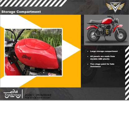 MotoTec 200cc Trailcross Mini Bike (6.5HP) – 40 MPH Off-Road Gas Mini Bike