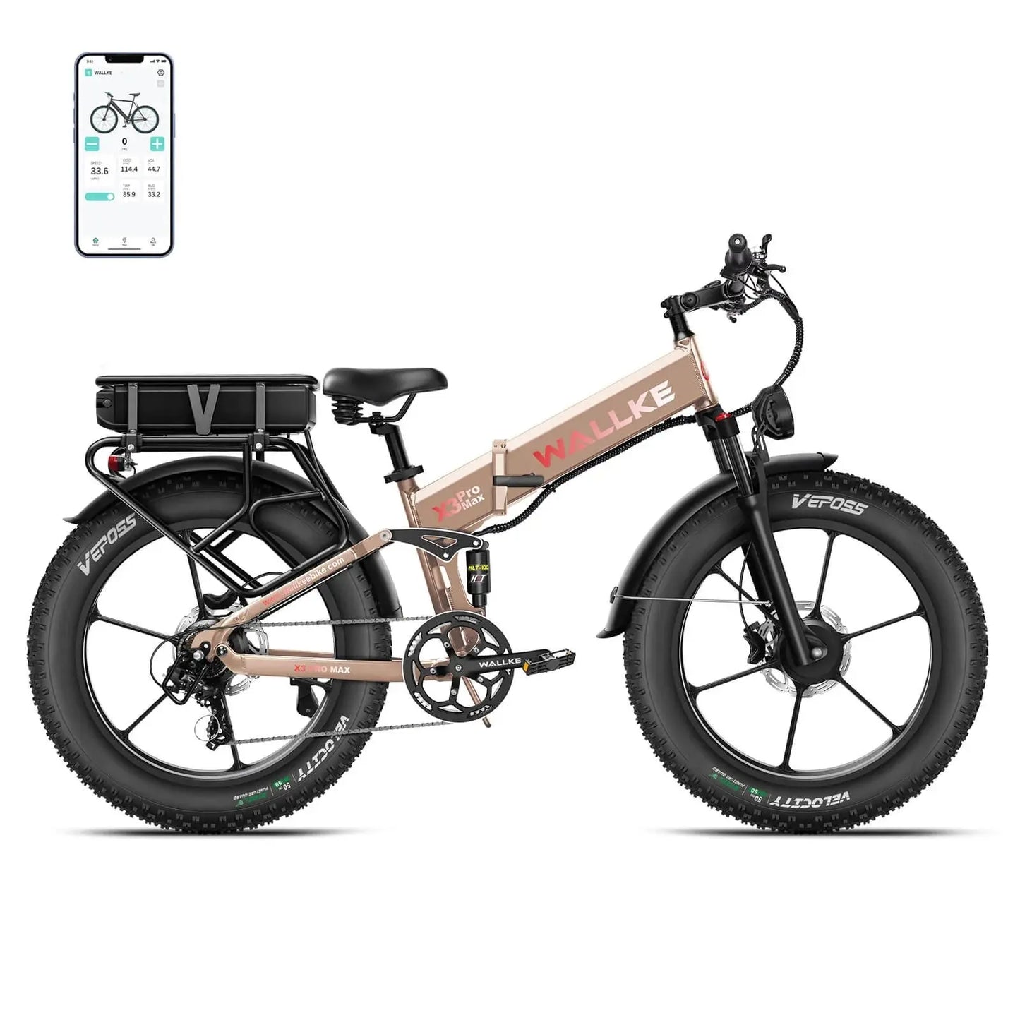 2025 Wallke X3 Pro Max | 2800W Folding Ebike|33 mph|Climbing:40+°|Tires:26" x 4" Renovomotors