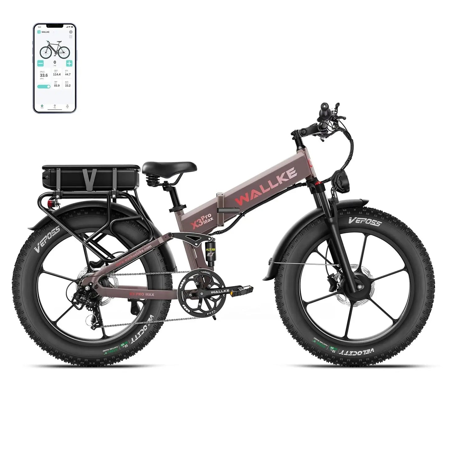 2025 Wallke X3 Pro Max | 2800W Folding Ebike|33 mph|Climbing:40+°|Tires:26" x 4" Renovomotors