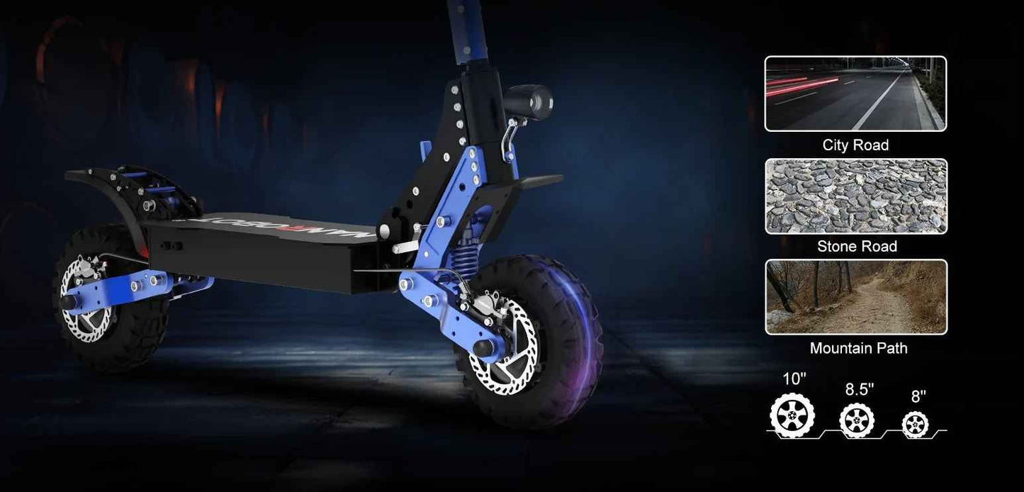 Nanrobot D4+3.0 |Dual motors, 1000 W × 2 (peak power)|52 V, 23.4 Ah lithium prismatic battery (EVE cells)|Up to 40 mph (≈ 64 km/h)|40 miles (on full charge)