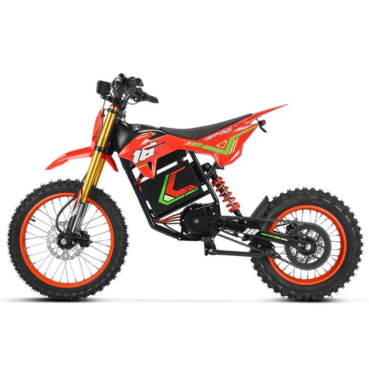 HappyRun F18 Electric Dirt Bike | 6000W Mid-Drive Motor | 46 MPH | 60V 30Ah Battery