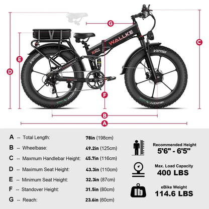 2025 Wallke X3 Pro Max | 2800W Folding Ebike|33 mph|Climbing:40+°|Tires:26" x 4" Renovomotors