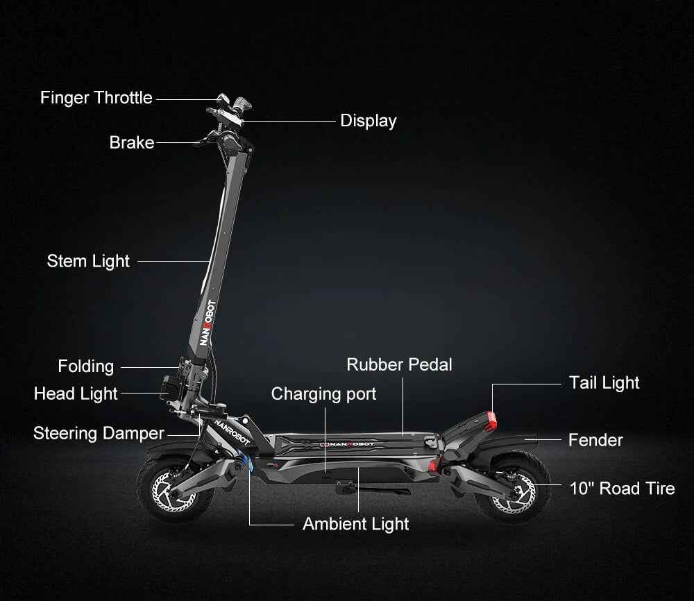 Nanrobot N6 72V Dual 3000W Electric Scooter – 50 MPH, 81 Mile Range, Dual Motors