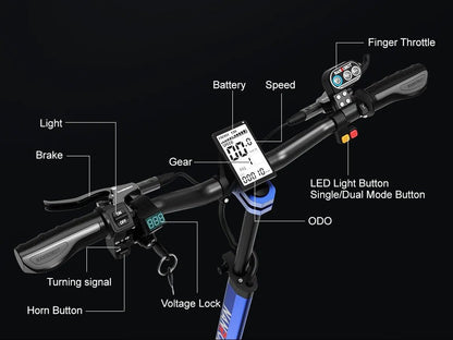Nanrobot D4+3.0 |Dual motors, 1000 W × 2 (peak power)|52 V, 23.4 Ah lithium prismatic battery (EVE cells)|Up to 40 mph (≈ 64 km/h)|40 miles (on full charge)