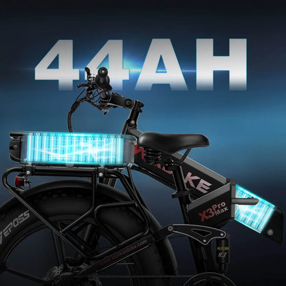 2025 Wallke X3 Pro Max | 2800W Folding Ebike|33 mph|Climbing:40+°|Tires:26" x 4" Renovomotors