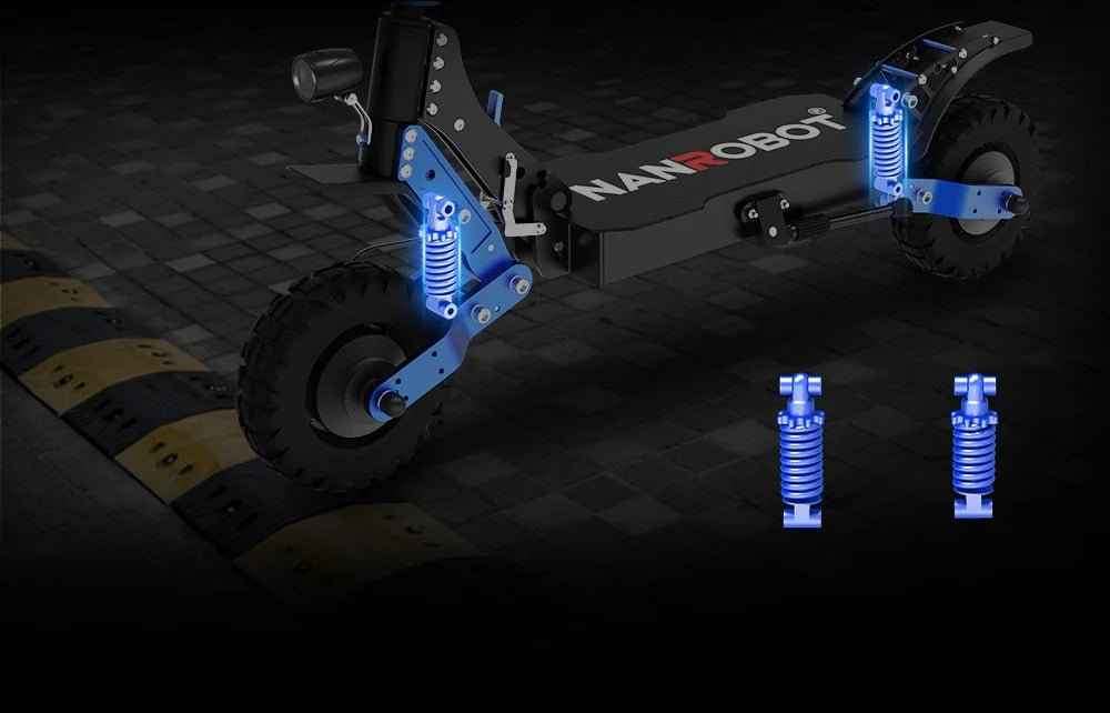 Nanrobot D4+3.0 |Dual motors, 1000 W × 2 (peak power)|52 V, 23.4 Ah lithium prismatic battery (EVE cells)|Up to 40 mph (≈ 64 km/h)|40 miles (on full charge)