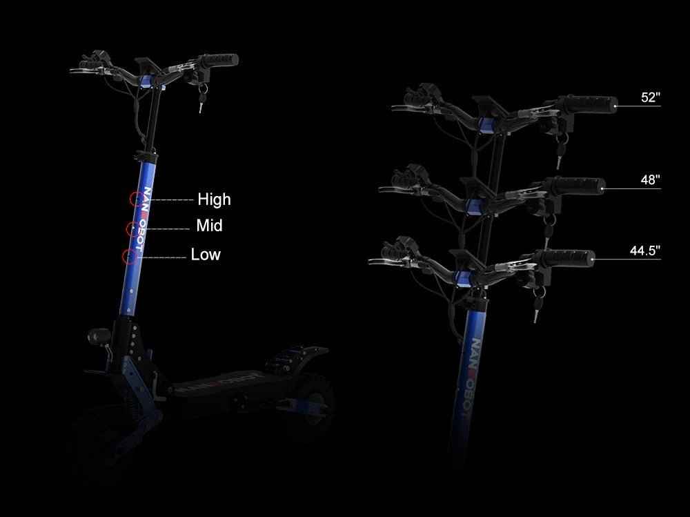 Nanrobot D4+3.0 |Dual motors, 1000 W × 2 (peak power)|52 V, 23.4 Ah lithium prismatic battery (EVE cells)|Up to 40 mph (≈ 64 km/h)|40 miles (on full charge)