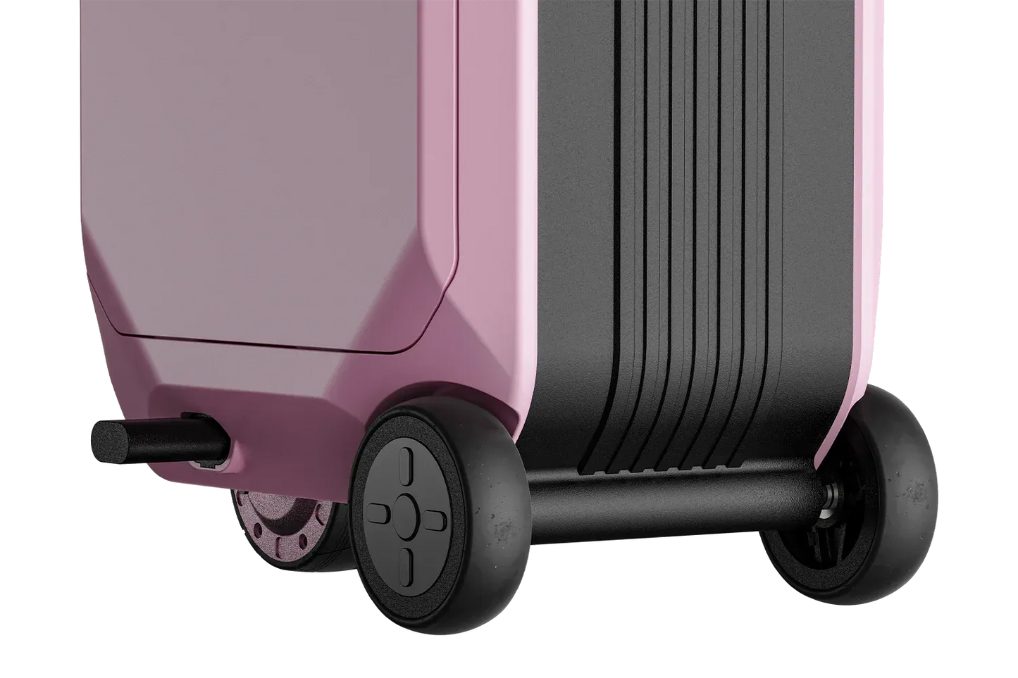 Smart Rideable luggage|App Control|Motor:200W|Speed:6mph|Mileage:6.2miles|Airline-Approved|Zipperless|ABS+PC|4″ solid tires||Weight: 17.3lbs|Max Load:242lbs|Battery:37V,2.5Ah|Charge time:3h|Electric Brake|Volume:31L|1-Year Warranty