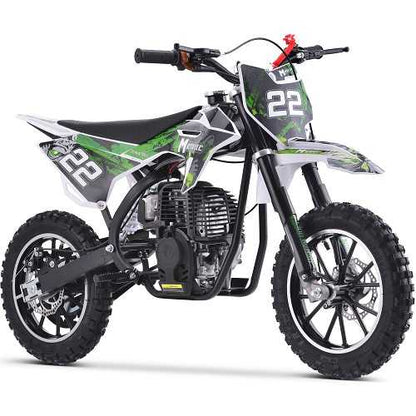 MotoTec Demon 40cc 4-Stroke Kids Gas Dirt Bike Blue Top Speed: 22 mph Cruising Range: 20+ miles per tank MotoTec